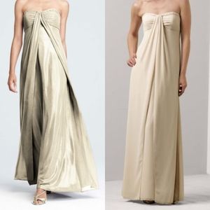 Davids Bridal A-line dress with beading- Dark Olive Green